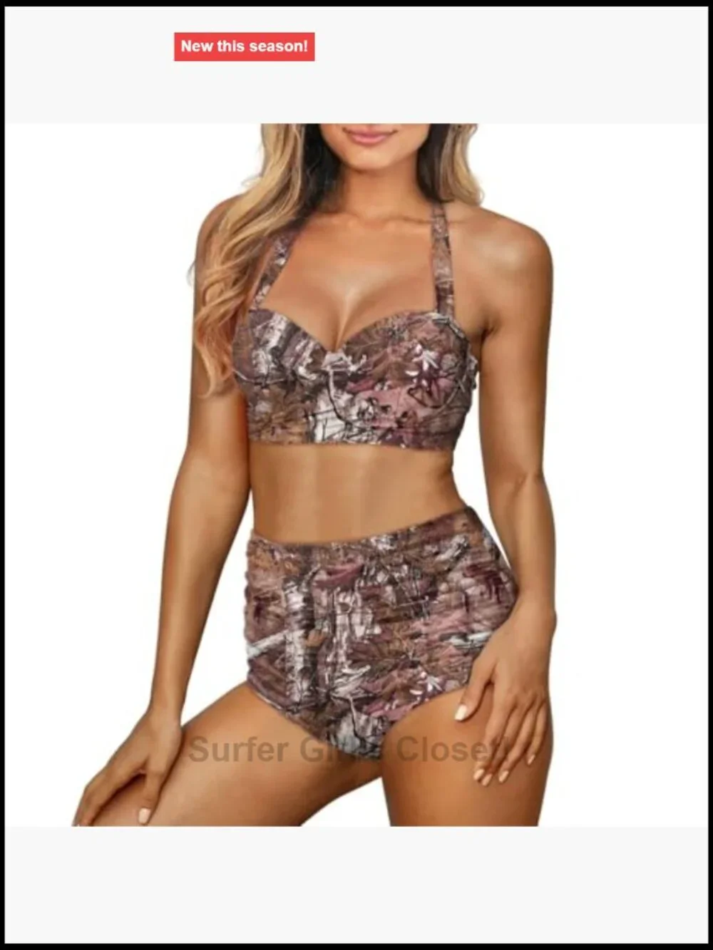 Two Piece Bikini Set High Waist Tummy Control Push Up Ruched Ruffle